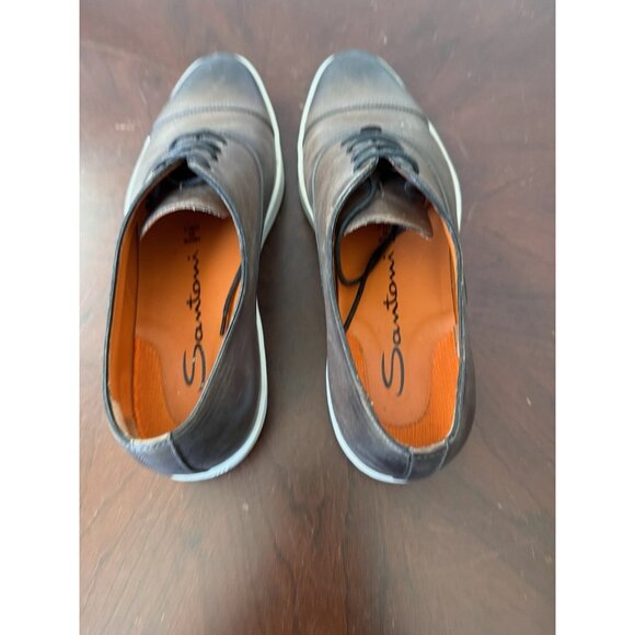 Santoni Durbin Derby Calfskin Leather Sneaker Lace-up Gray Brown Men 10.5 main image 4